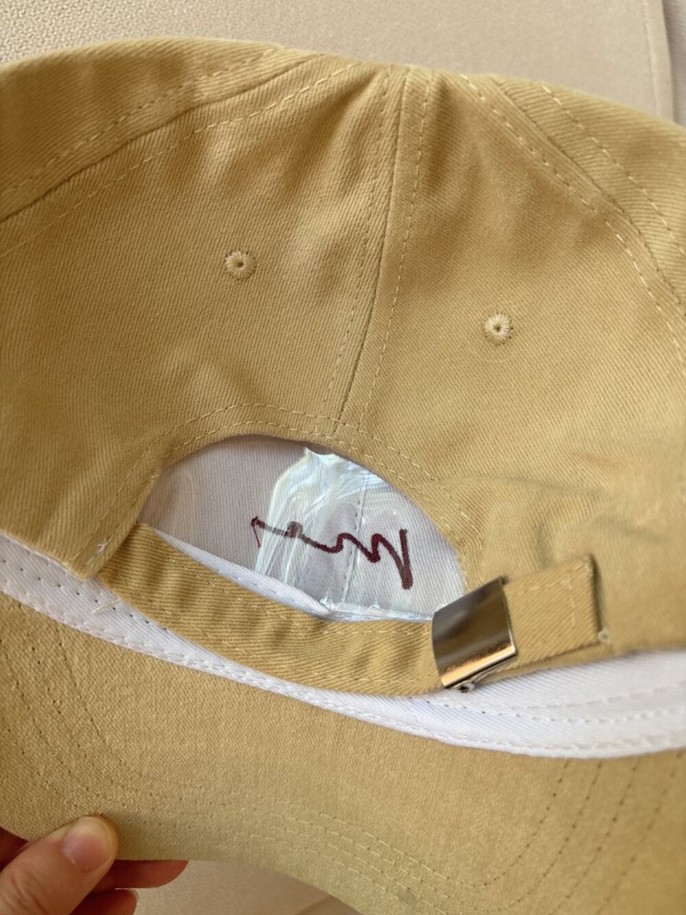 Cream Embroidered Baseball Cap - Picture 9 of 9